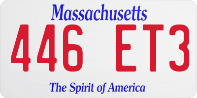MA license plate 446ET3