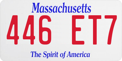 MA license plate 446ET7