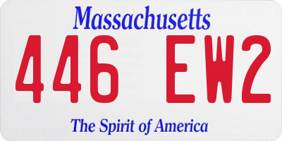 MA license plate 446EW2