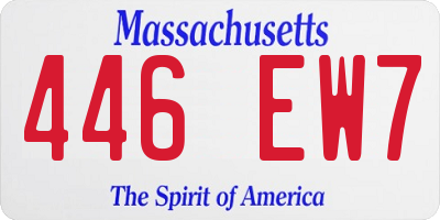 MA license plate 446EW7
