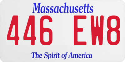 MA license plate 446EW8