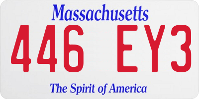 MA license plate 446EY3