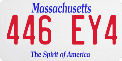 MA license plate 446EY4
