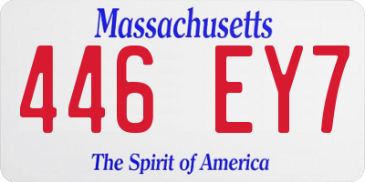 MA license plate 446EY7