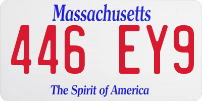 MA license plate 446EY9