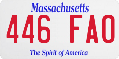 MA license plate 446FA0