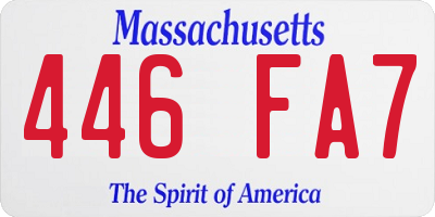MA license plate 446FA7