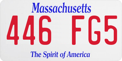 MA license plate 446FG5