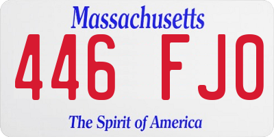 MA license plate 446FJ0