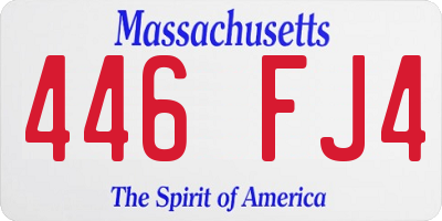 MA license plate 446FJ4