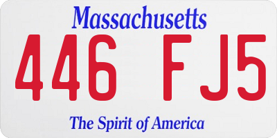 MA license plate 446FJ5