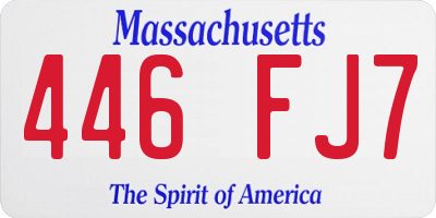 MA license plate 446FJ7