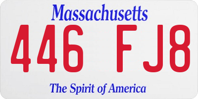 MA license plate 446FJ8