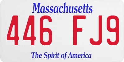 MA license plate 446FJ9