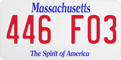 MA license plate 446FO3