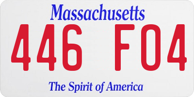 MA license plate 446FO4