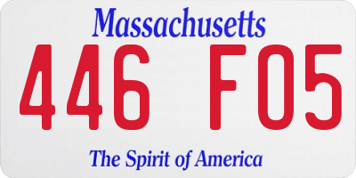 MA license plate 446FO5
