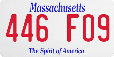 MA license plate 446FO9