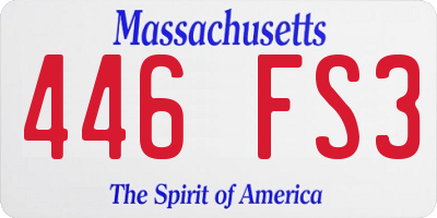 MA license plate 446FS3