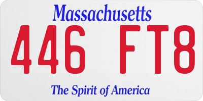MA license plate 446FT8