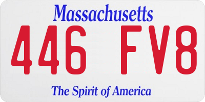MA license plate 446FV8
