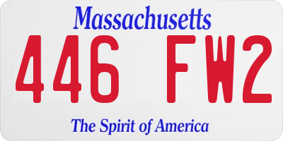 MA license plate 446FW2