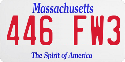 MA license plate 446FW3