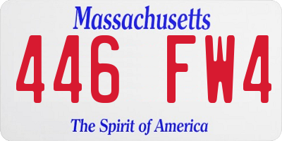 MA license plate 446FW4