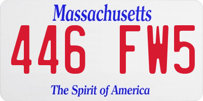 MA license plate 446FW5