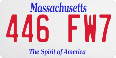 MA license plate 446FW7