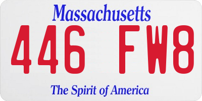 MA license plate 446FW8
