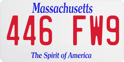 MA license plate 446FW9