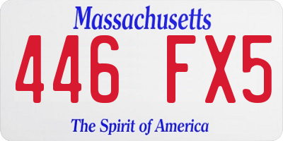MA license plate 446FX5