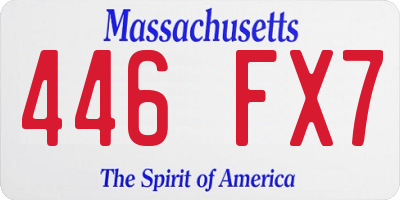 MA license plate 446FX7