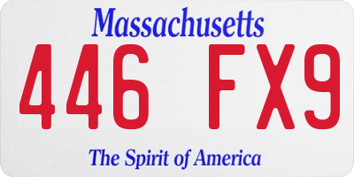 MA license plate 446FX9