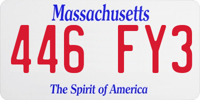 MA license plate 446FY3
