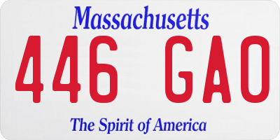 MA license plate 446GA0