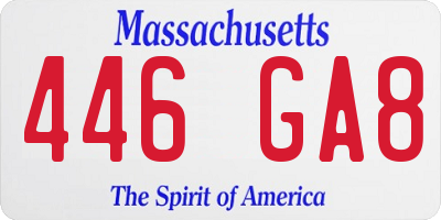 MA license plate 446GA8