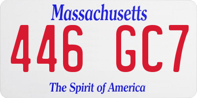 MA license plate 446GC7