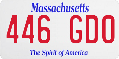 MA license plate 446GD0