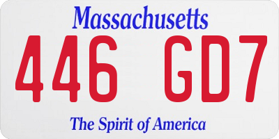 MA license plate 446GD7