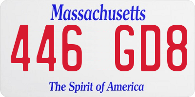 MA license plate 446GD8