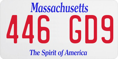 MA license plate 446GD9