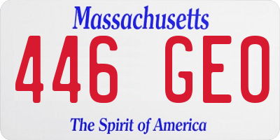 MA license plate 446GE0