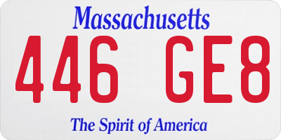 MA license plate 446GE8