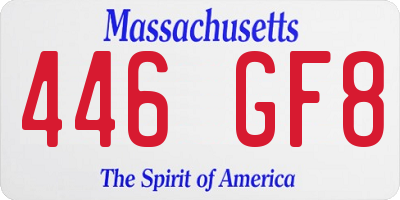 MA license plate 446GF8