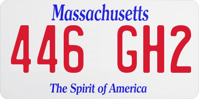 MA license plate 446GH2