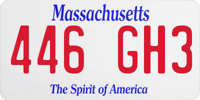 MA license plate 446GH3