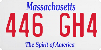 MA license plate 446GH4