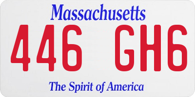 MA license plate 446GH6